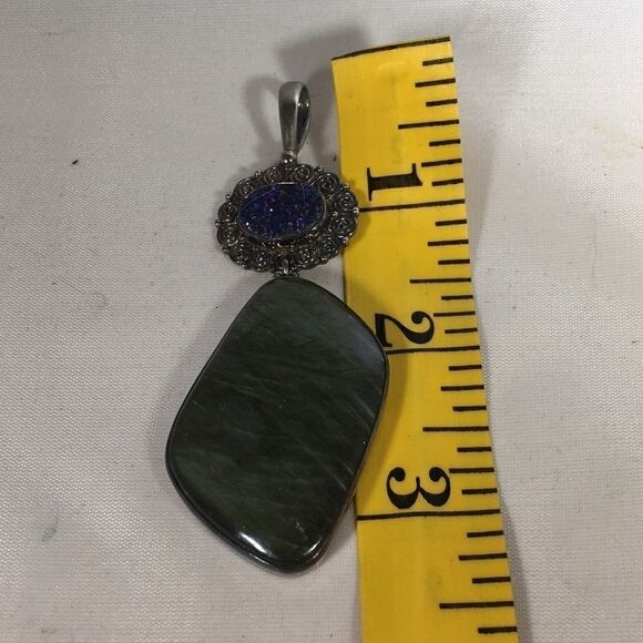 Large Sajen Offerings Labradorite Druzy Pendant - Picture 3 of 3